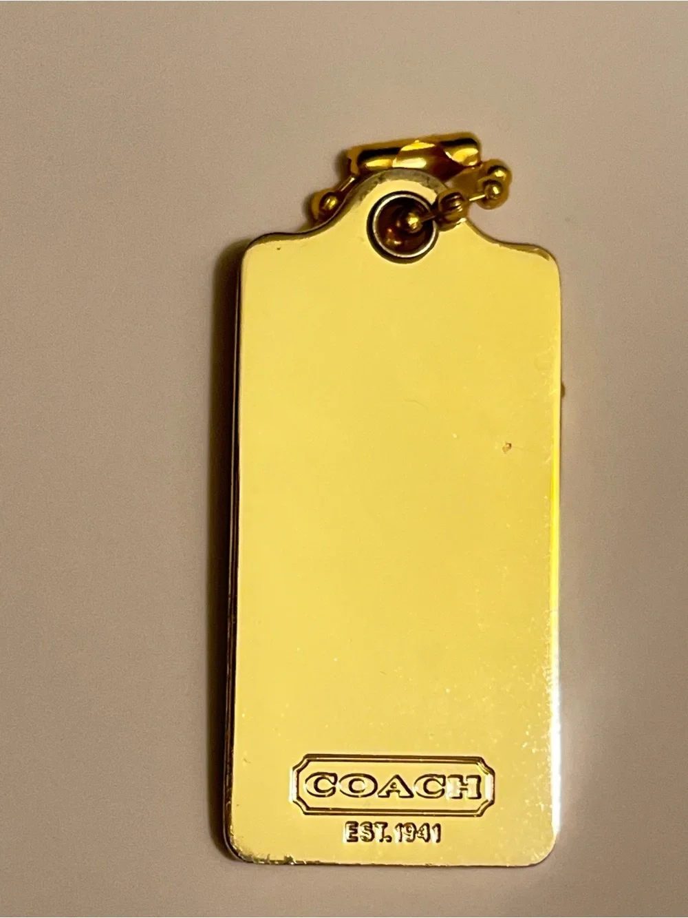 Very Rare Vintage Coach Gold Horse & Carriage Tag Key Holder and bag charm.